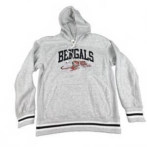 Vintage NFL Bengals Hoodie – Gray Embroidered Tiger Logo – Size L